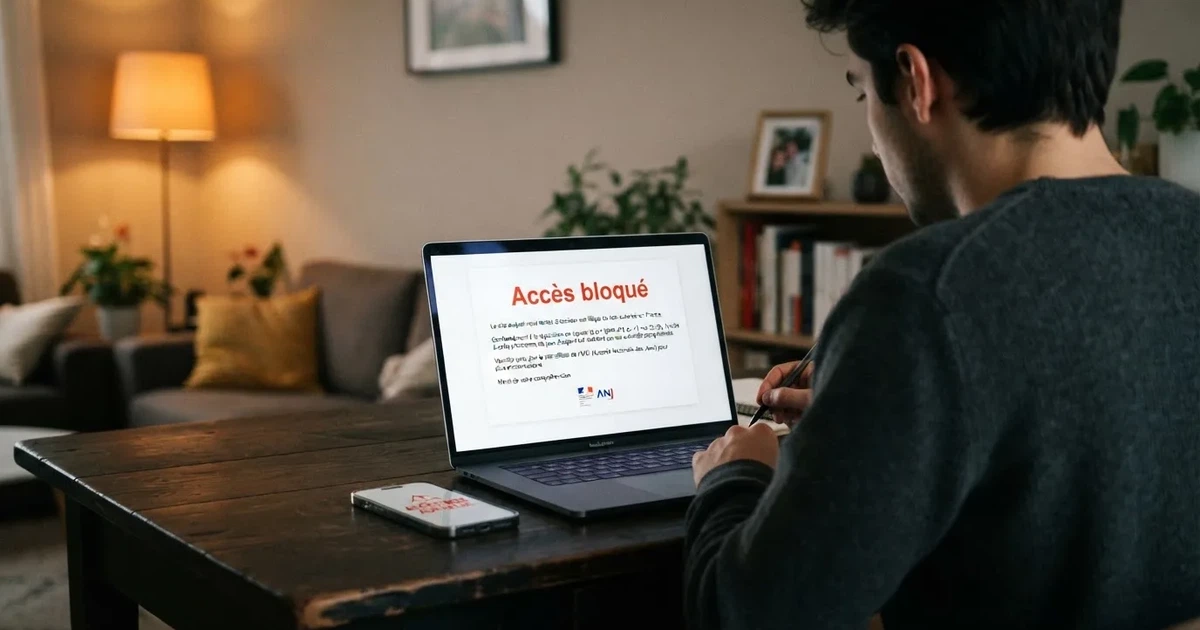Bandeau d'avertissement d'accès bloqué affiché à la place d'un site de casino en ligne depuis la France