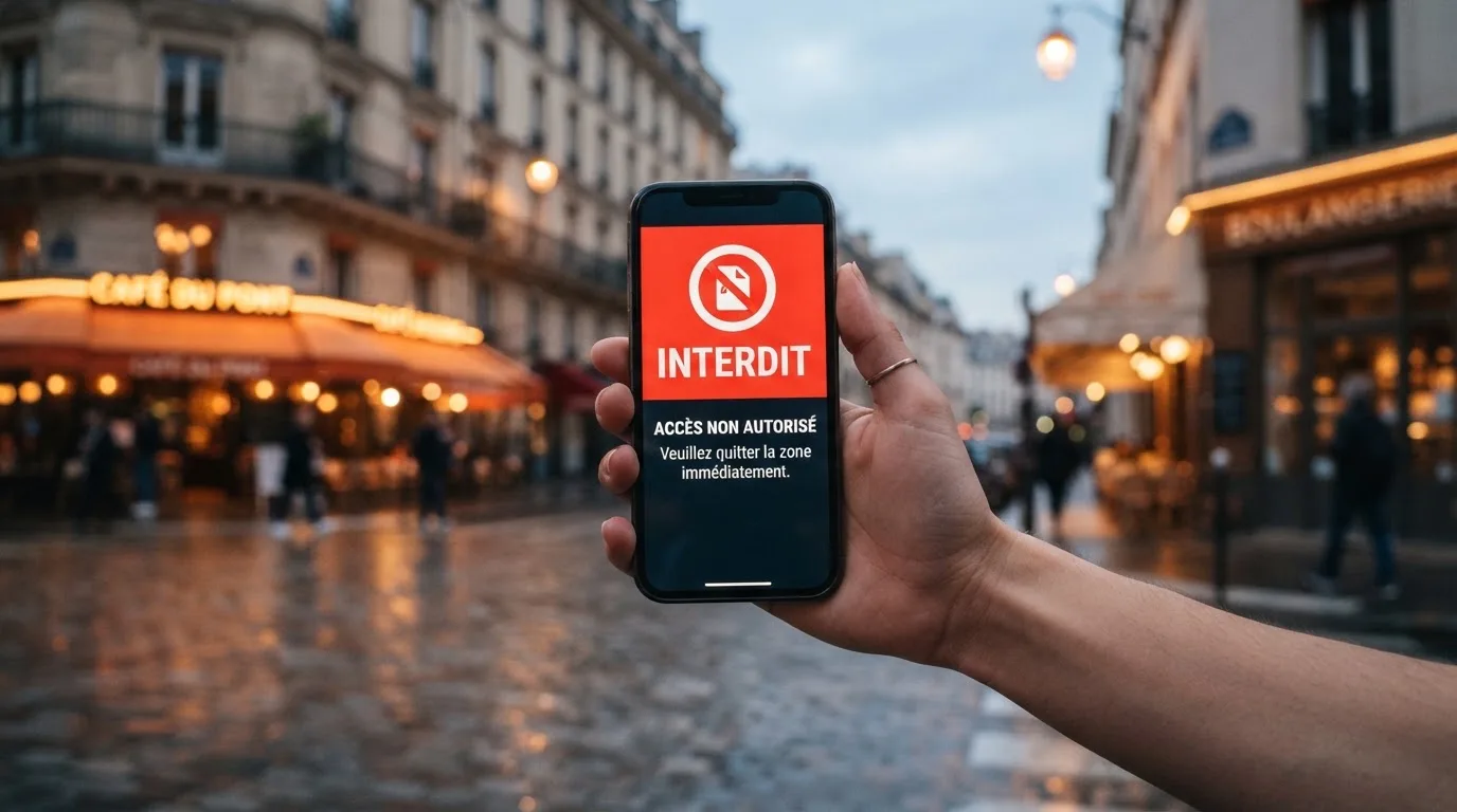 Bandeau d'avertissement rappelant l'interdiction du casino en ligne classique en France