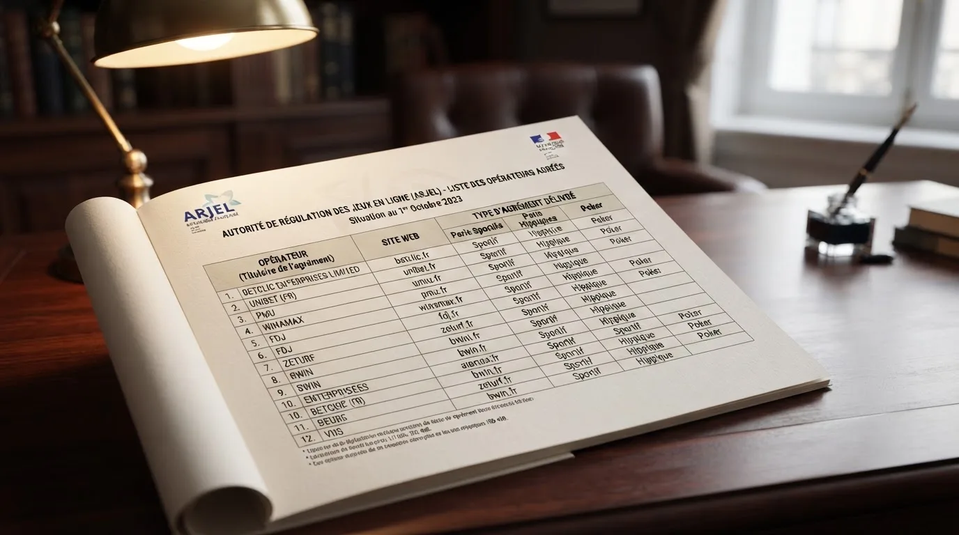 document réglementaire présentant la liste des opérateurs de jeux agréés en France