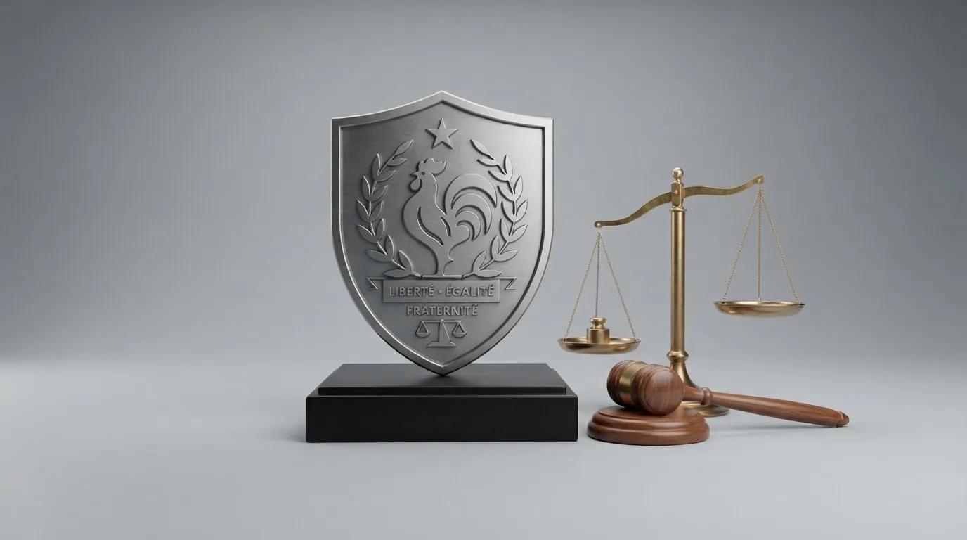 Logo stylisé de l'Autorité nationale des jeux à côté d'un symbole de balance de la justice