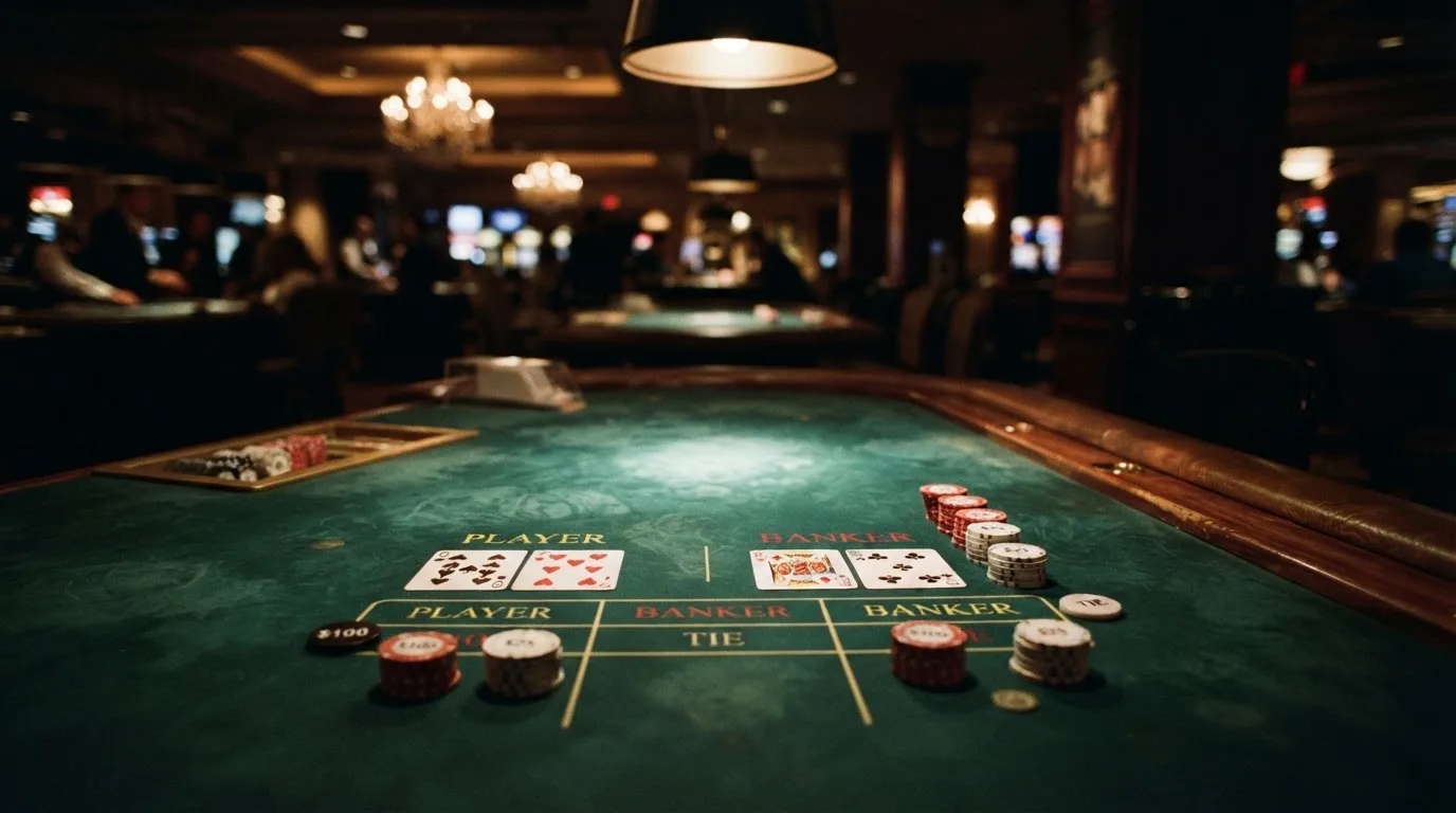 Table de baccara et jeux de cartes dans une salle de casino