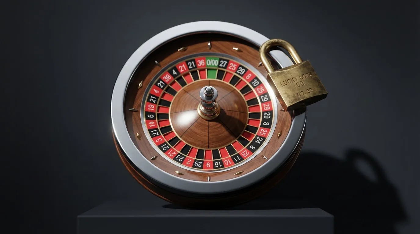 Le logo de l'Autorité nationale des jeux (ANJ) associé à un symbole d'interdiction sur fond de roulette de casino.