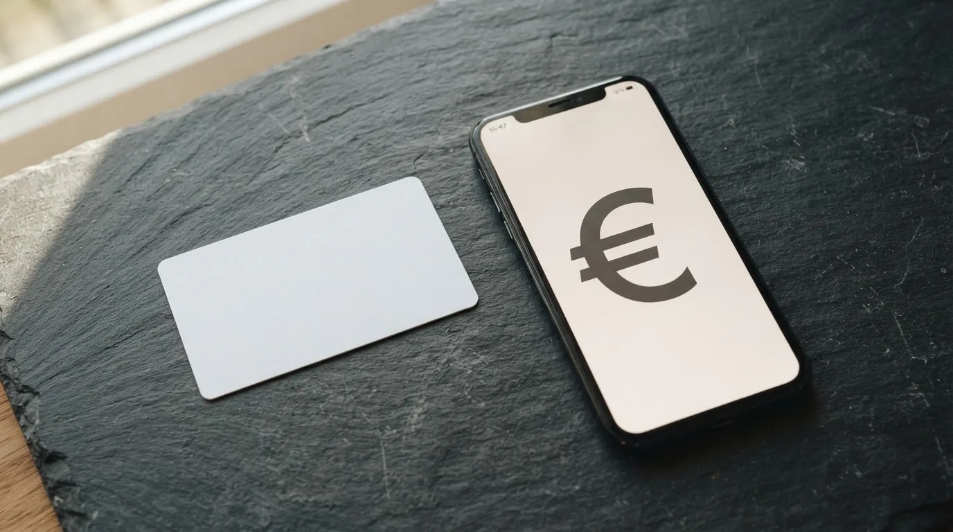 Close-up of a bank card and a smartphone displaying a payment confirmation screen